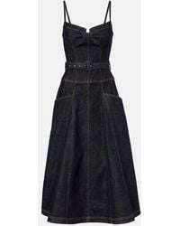 Self-Portrait - Vestido Bustier De Denim Con Cinturon - Lyst