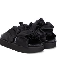 Ganni Ruched Crossover Platform Sandals - Black