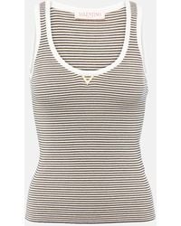 Valentino - Vgold Striped Cotton-Blend Tank Top - Lyst