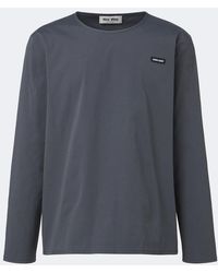 Miu Miu - Cotton-Blend Poplin T-Shirt - Lyst
