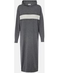 Brunello Cucinelli - Midikleid Aus Wolle, Kaschmir Und Seide - Lyst
