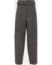 Tod's - Checked High-rise Virgin Wool Pants - Lyst