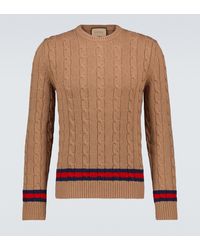 Gucci Cable-knit Cashmere-blend Sweater - Natural
