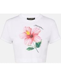 Dolce & Gabbana - Floral Cotton Crop Top - Lyst