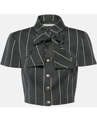 Alessandra Rich - Pinstripe Cropped Wool-Blend Jacket - Lyst