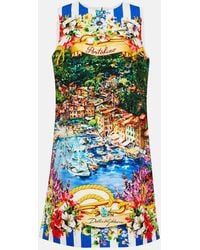Dolce & Gabbana - Portofino Printed Cotton Minidress - Lyst