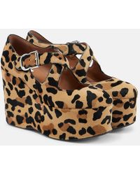 Alaïa - Criss Cross Leopard-Print Calf Hair Wedges - Lyst