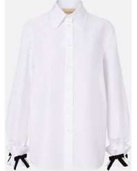 Valentino - Bow-Detail Cotton-Blend Poplin Shirt - Lyst