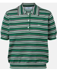 Prada - Striped Cotton And Silk Polo Shirt - Lyst