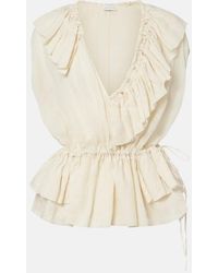 Dries Van Noten - Ruffled Peplum Ramie Top - Lyst