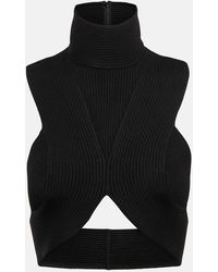Alaïa - Ribbed-knit Halterneck Crop Top - Lyst