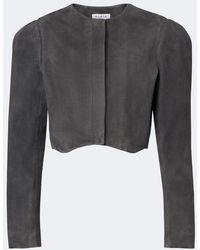 Alaïa - Cropped Suede Jacket - Lyst