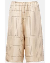 TOTEME - Embroidered Silk Satin Bermuda Shorts - Lyst