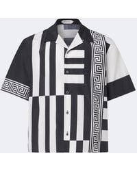 Versace - Printed Cotton And Silk Bowling Shirt - Lyst