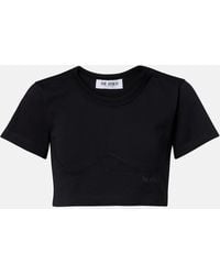 The Attico - Cropped Cotton Jersey T-Shirt - Lyst