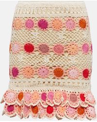 Anna Kosturova - Bouquet Floral Cotton Crochet Miniskirt - Lyst