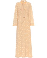 Chloé Vestido largo de seda bordado - Neutro