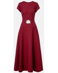 Oscar de la Renta - Floral-Applique Wool-Blend Crepe Maxi Dress - Lyst