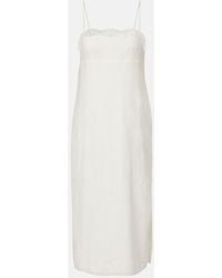 Posse - Darya Embroidered Linen And Cotton Midi Dress - Lyst