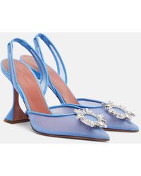 AMINA MUADDI - Begum Embellished Mesh Slingback Pumps - Lyst