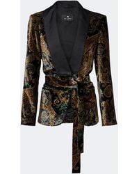 Etro - Belted Paisley Satin-Trimmed Velvet Blazer - Lyst