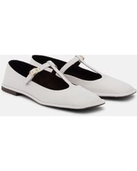 The Row - Square T-Strap Leather Ballet Flats - Lyst