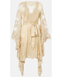 Zimmermann - Como Lace-Trimmed Draped Silk Midi Dress - Lyst