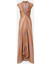 Missoni - Gathered Asymmetric Lame Maxi Dress - Lyst