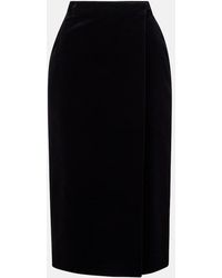 Saint Laurent - Cotton Velvet Pencil Skirt - Lyst