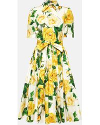 Dolce & Gabbana - Floral Cotton Poplin Shirt Dress - Lyst