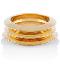 Bottega Veneta - Set Of Three 18kt Gold-plated Sterling Silver Rings - Lyst