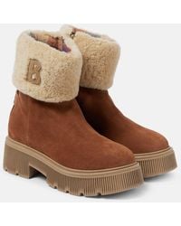Bogner - Turin Shearling-trimmed Suede Ankle Boots - Lyst