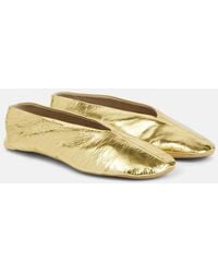 The Row - Stella Metallic Leather Ballet Flats - Lyst
