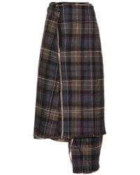 Y. Project Checked Wool Midi Skirt - Blue