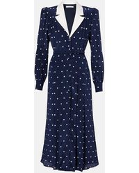 Alessandra Rich - Polka-Dot Silk Satin Shirt Dress - Lyst