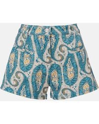 Etro - Paisley Denim Shorts - Lyst