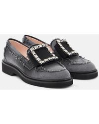 Roger Vivier - Viv' Ranger Embellished Denim Loafers - Lyst