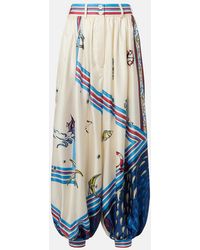 ALÉMAIS - Apollo Printed Cropped Silk Satin Balloon Pants - Lyst