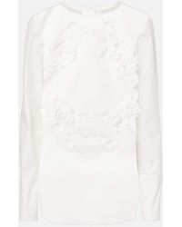 Oscar de la Renta - Embroidered Cotton Blouse - Lyst