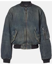 Balenciaga - Distressed Denim Bomber Jacket - Lyst