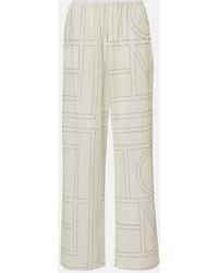 TOTEME - Monogram Cotton-Blend Wide-Leg Pants - Lyst