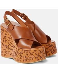 Chloé - Maxime Leather Wedge Sandals - Lyst