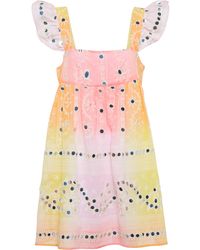 Juliet Dunn Baby Doll Embroidered Cotton Minidress - Multicolour