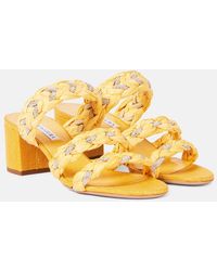 Aquazzura - Costiera 50 Embellished Raffia Sandals - Lyst
