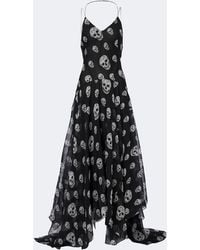 McQueen - Skull Silk Chiffon Maxi Dress - Lyst