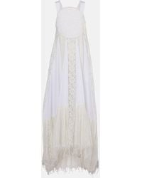 Loewe - Robe Longue Asymetrique En Coton A Dentelle - Lyst