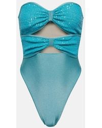 Adriana Degreas - Sequined Cutout Strapless Swimsuit - Lyst