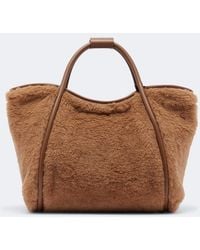 Max Mara - Medium Leather-Trimmed Teddy Tote Bag - Lyst