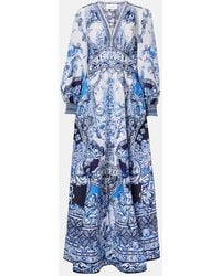 CAMILLA - Printed Linen And Silk Maxi Dress - Lyst