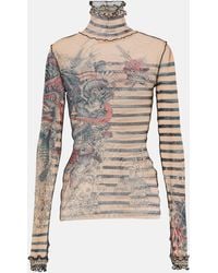 Jean Paul Gaultier - Tattoo Collection Tulle Turtleneck Top - Lyst